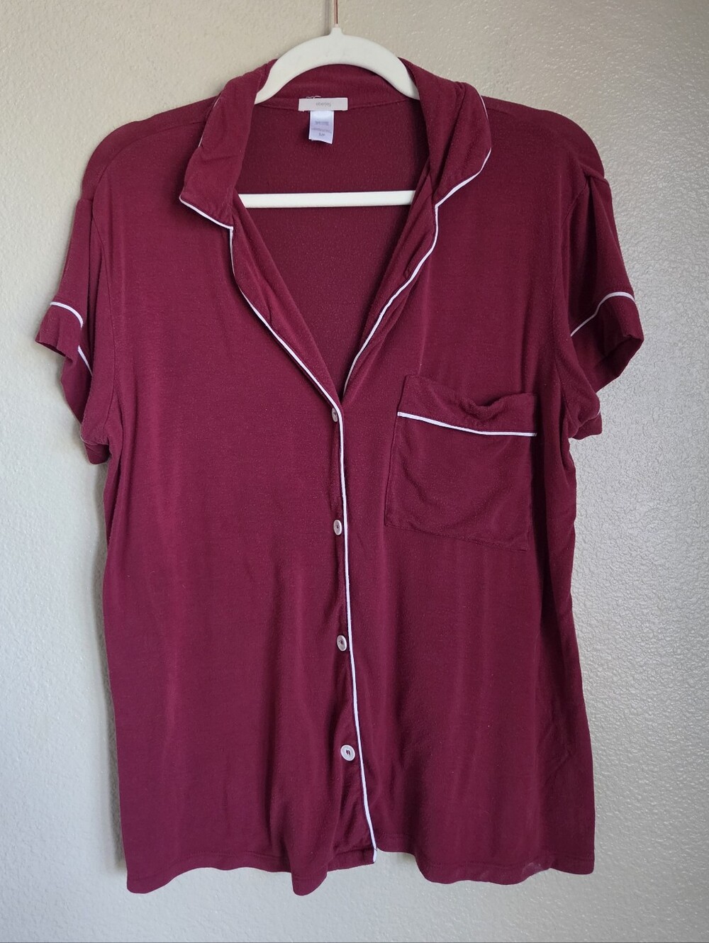 eberjey gisele tencel modal relaxed short PJ set bordeaux size S - Picture 4 of 9